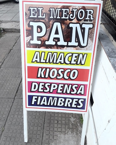 cartel de pie para vereda PANADERIA en zona oeste